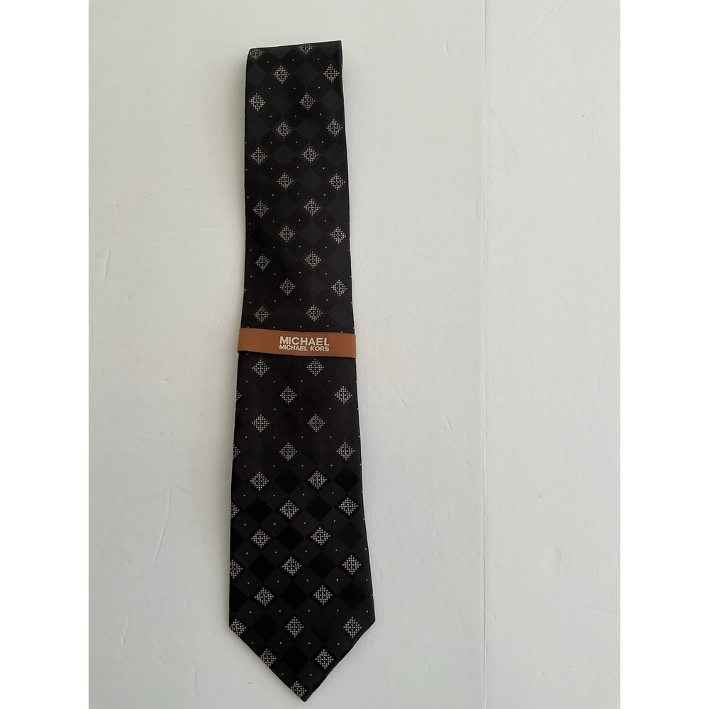 Mens Michael Kors Geometric Black Silk Tie New with Tags